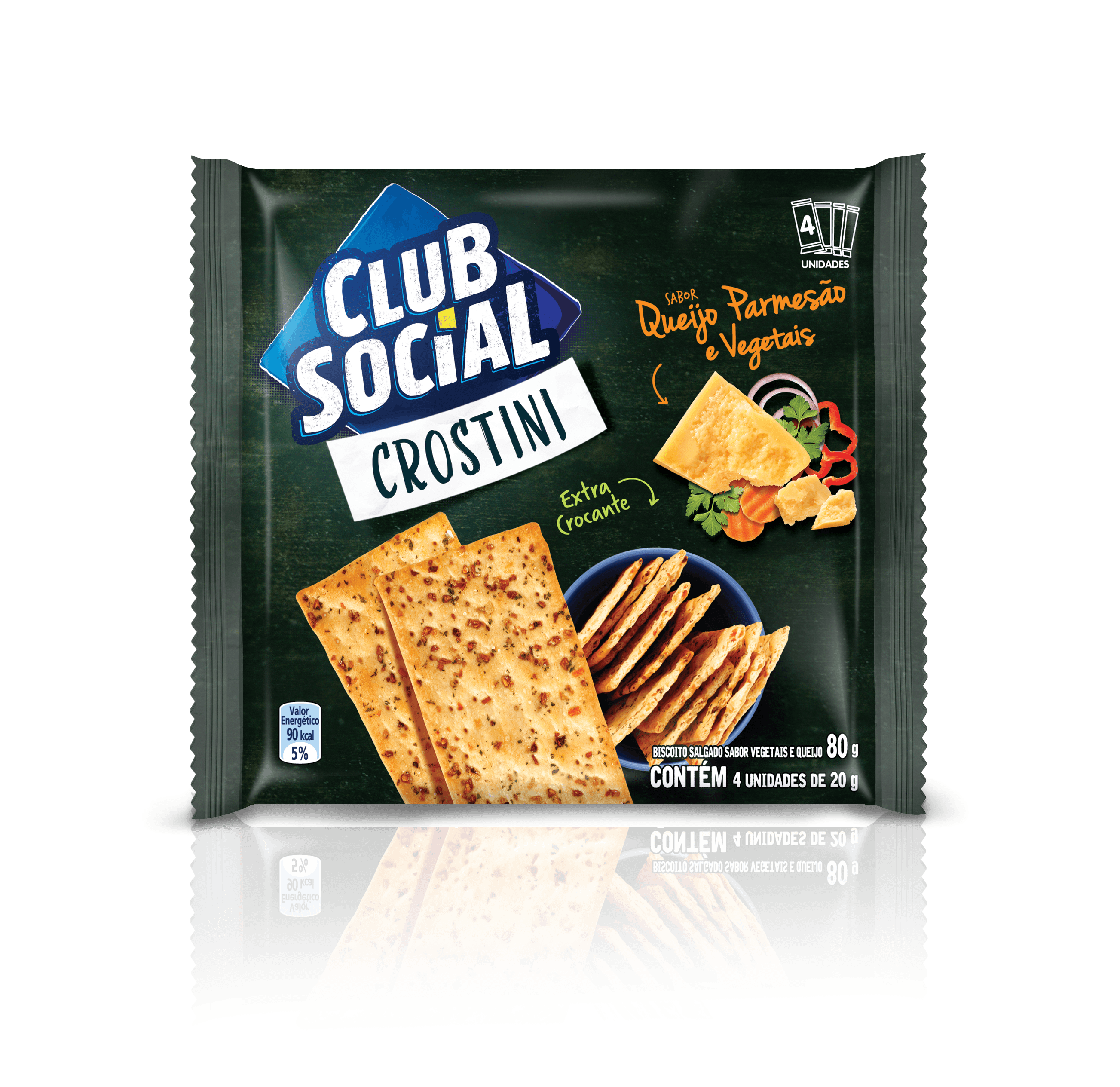 Club Social Crostini Queijo Parmesão e Vegetais 80g